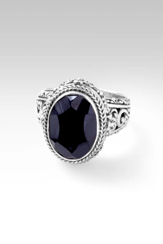 matching engagement and wedding rings-Bring About Peace Ring™ in Black Spinel