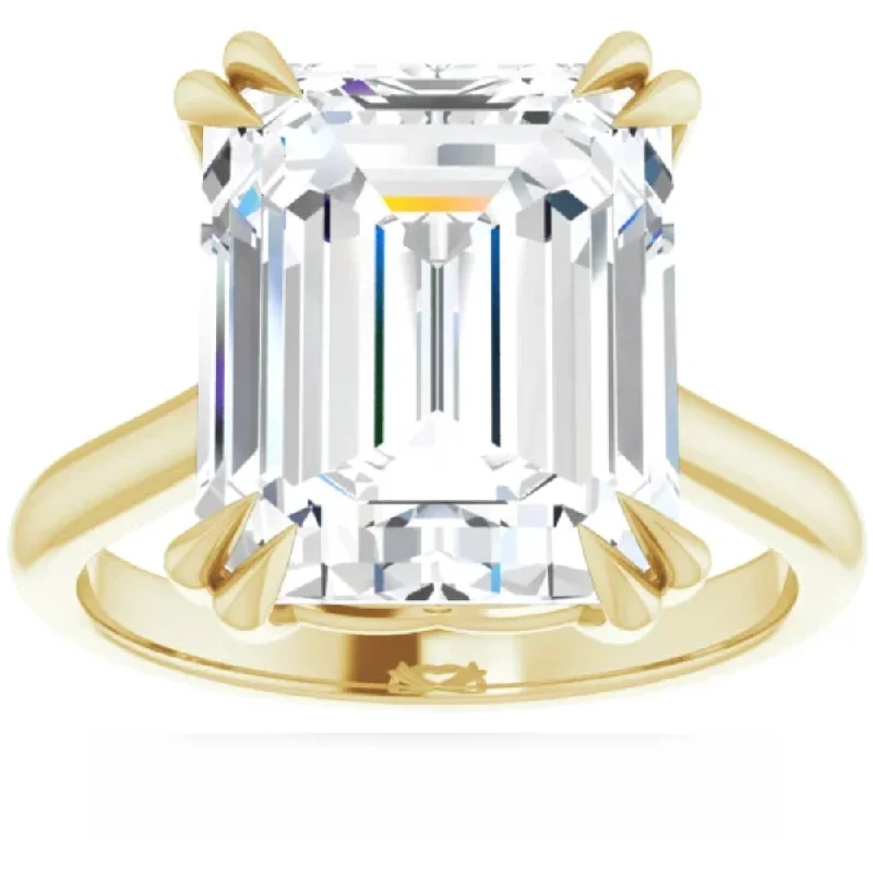 personalized silver engagement rings-Certified 5.02Ct Emerald Cut Diamond Designer Engagement Ring Lab Grown 14k Gold