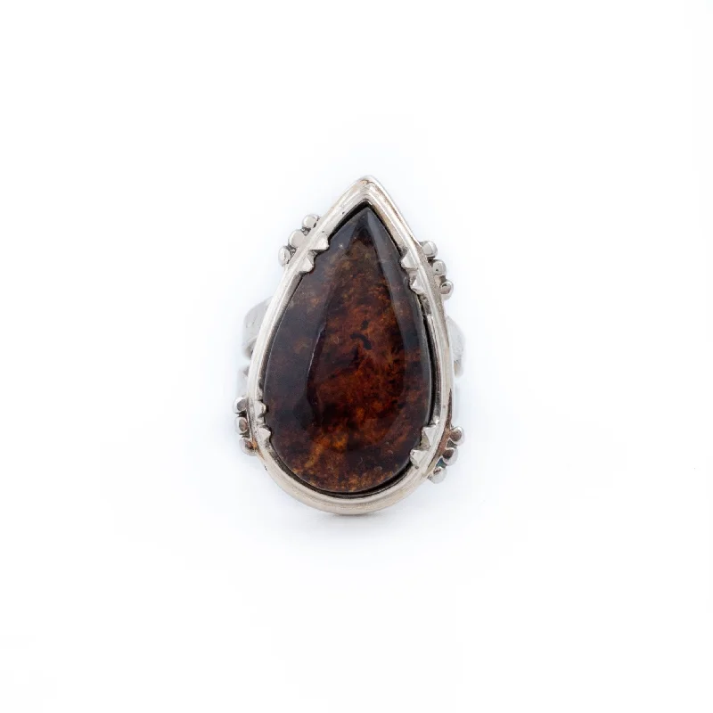 rose gold engagement rings for women-Chiapas Amber Teardrop Ring