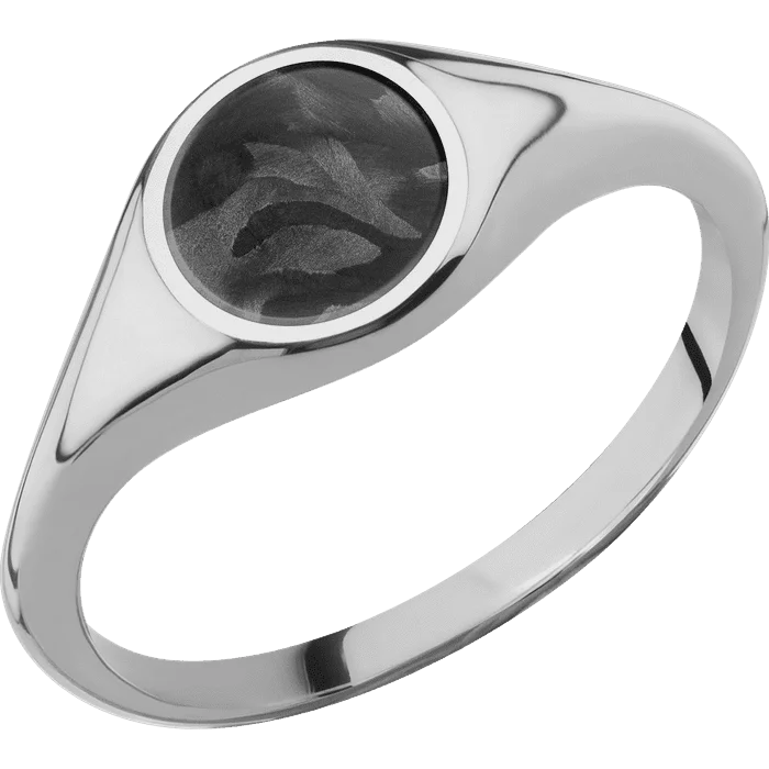 men's personalized wedding rings-Circle Titanium Signet Ring / Polish Ring Finish and Polish Signet Finish / Forged Carbon Fiber Inlay / Size 8.5