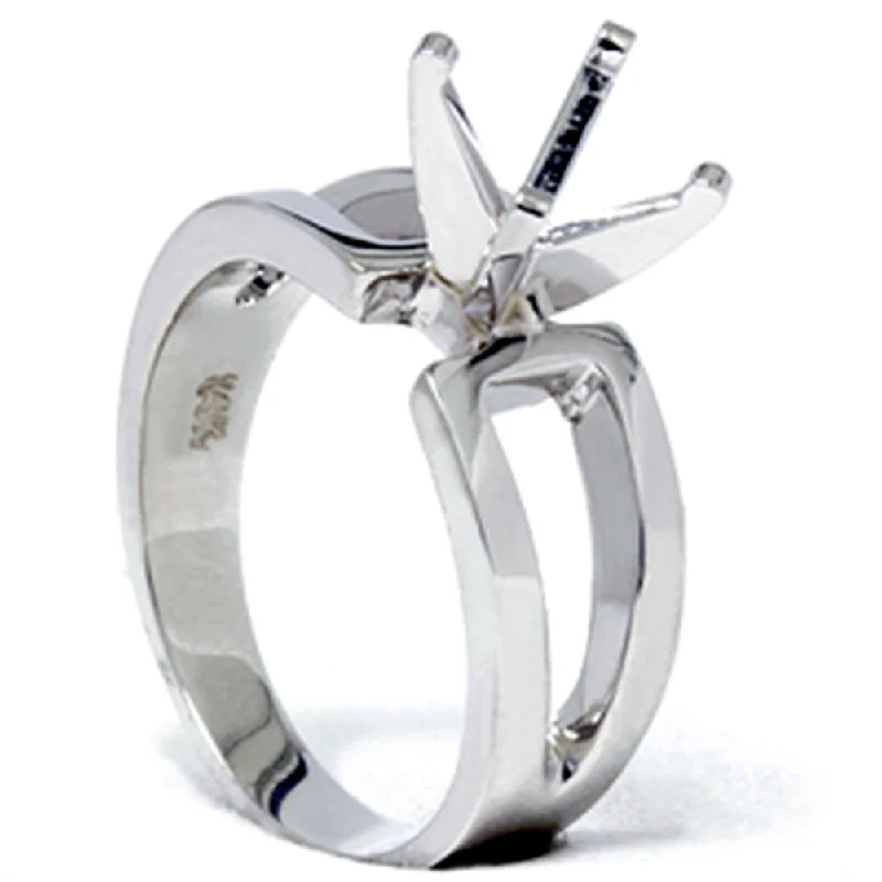 wedding rings in platinum-Contemporary Solitaire Engagement 14K White Gold Ring Setting