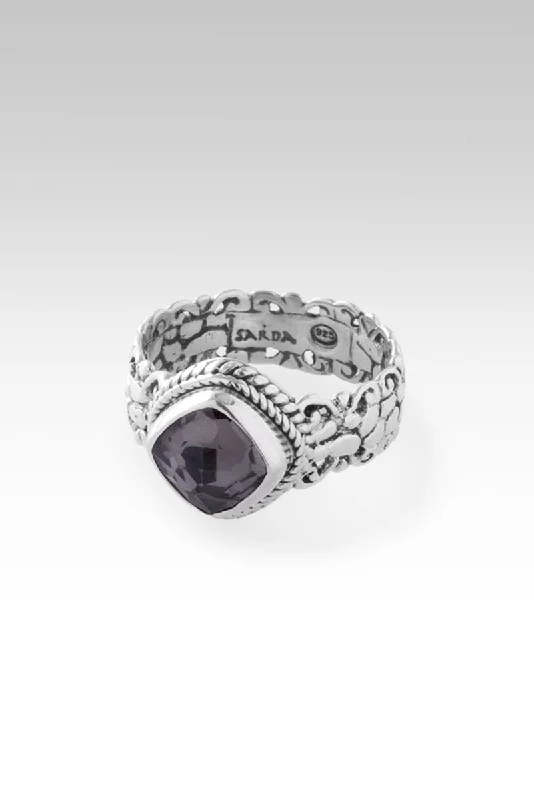 men’s wedding rings with sapphires-Crowned with Glory Ring™ in Odyssey Black Knight™ Mystic Quartz