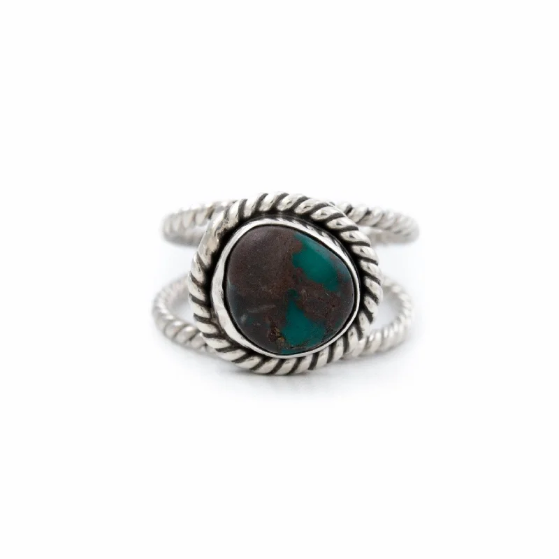 silver engagement rings for men-Dark Bisbee Turquoise Ring