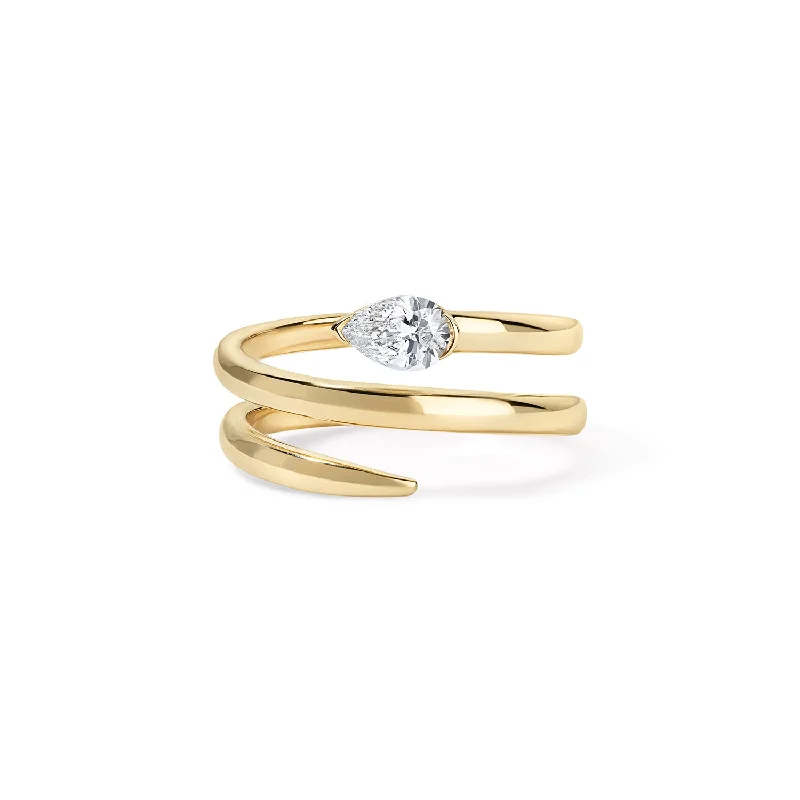 custom gold engagement rings-Diamond Pear Wrap Ring