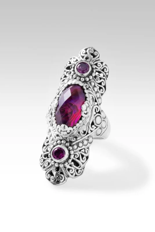 designer rings for women-Extend Kindness Ring™ in Pink Purple Abalone & Quartz Triplet