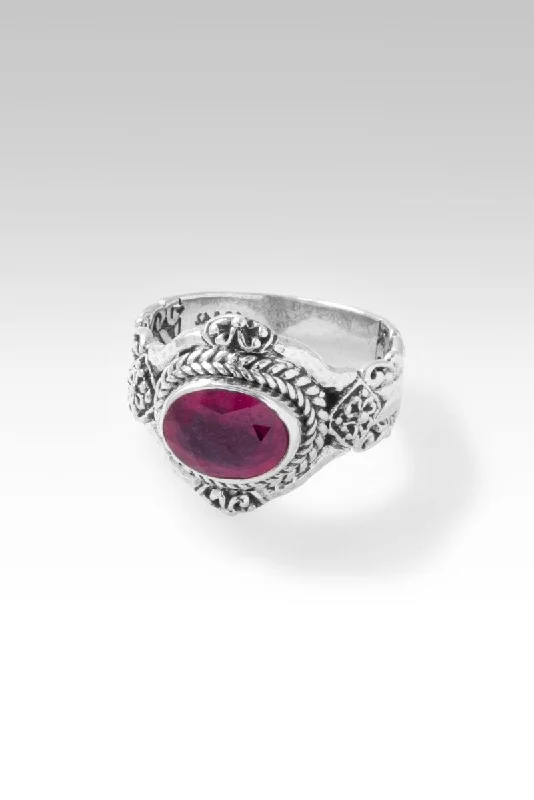 men’s wedding bands in platinum-Faithful and True Ring™ in Red Ruby