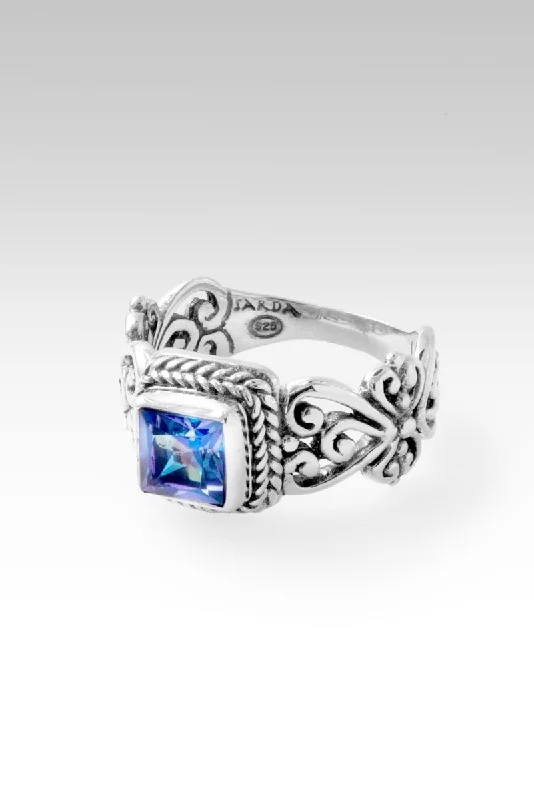 women’s platinum wedding bands-Faithful Devotion Ring™ in Sheer Luck™ Mystic Topaz