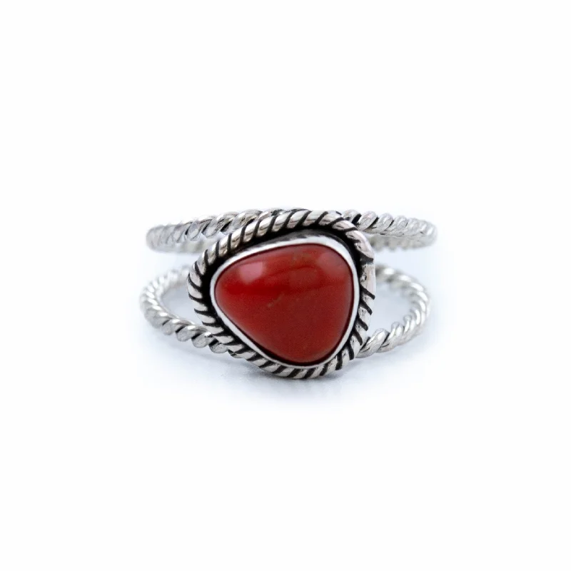 women’s vintage wedding rings-Gemmy Red Coral Ring