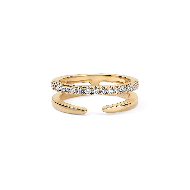 wedding bands for women-Gold and Pave Claw Ring