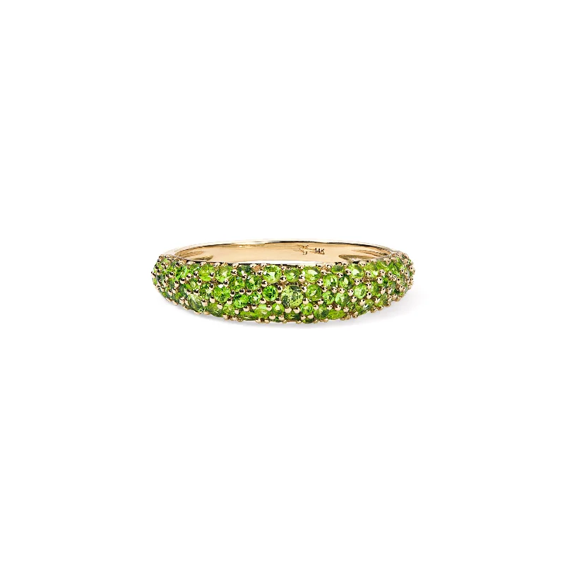 custom gold rings for men-Green Tsavorite Pave Stack Ring