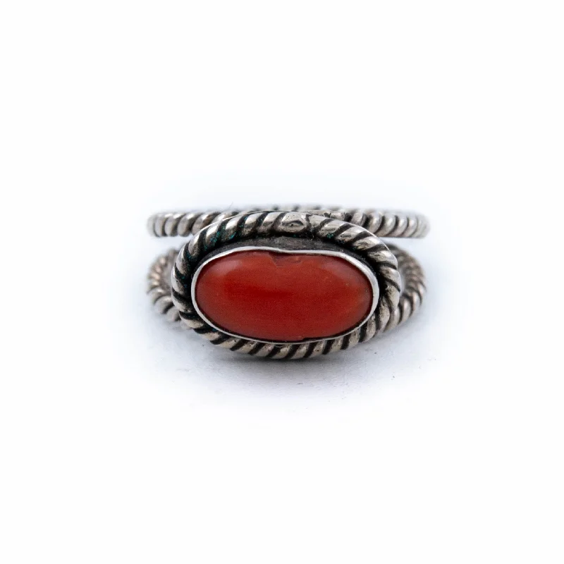 unique engagement rings-Twisted Oval Coral Ring