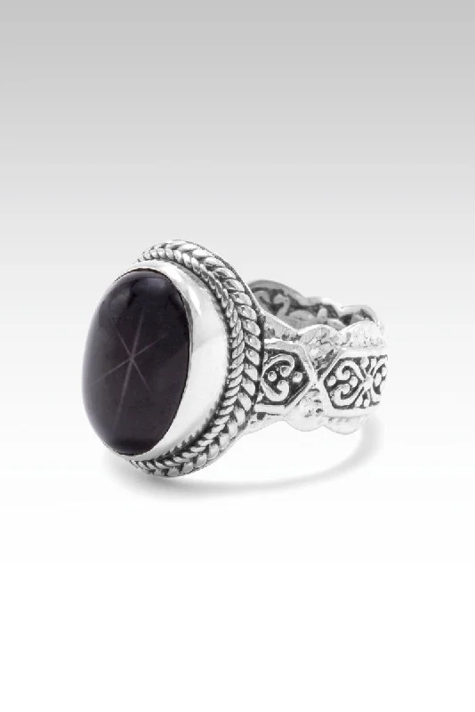 couples rings with engravings-Huge Weight Released Ring II™ in Black Star Diopside