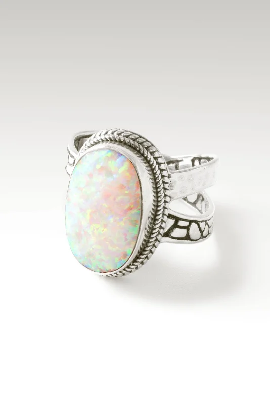 women’s gemstone wedding rings-Joy in the Journey Ring™ in Peaches & Cream Simulated Opal