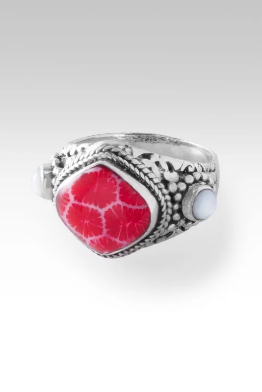 elegant rings for women-Joyful Ring II™ in Red Indonesian Coral