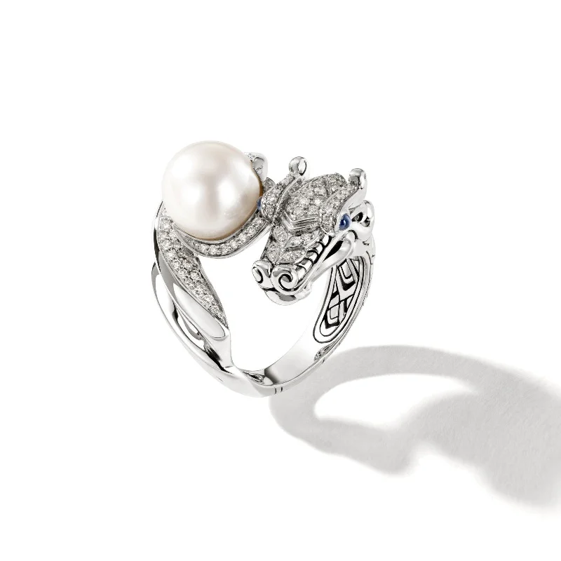 elegant diamond rings-Legends Naga Pearl & 0.55cttw Diamond Ring Sz 8 by John Hardy