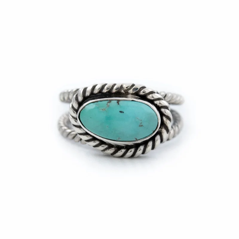 stackable rings in gold-Light Royston Turquoise Ring