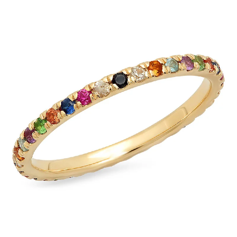 cubic zirconia wedding rings-Multicolored Gemstone Eternity Band