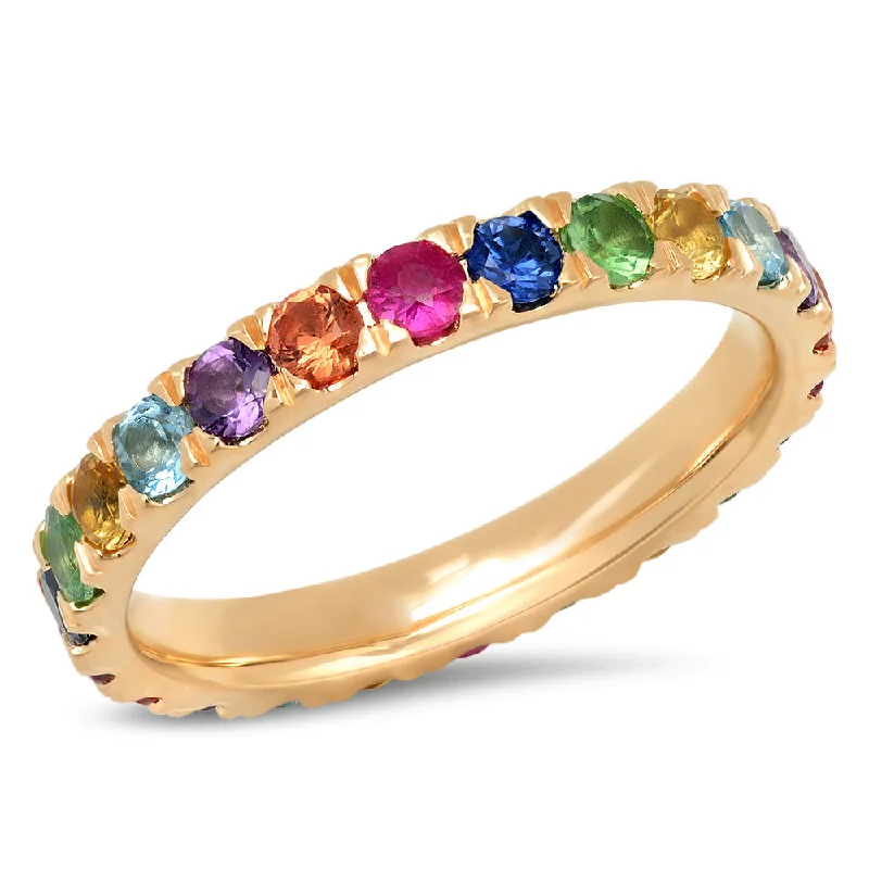 custom made wedding rings-Large Multicolored Gemstone Ring