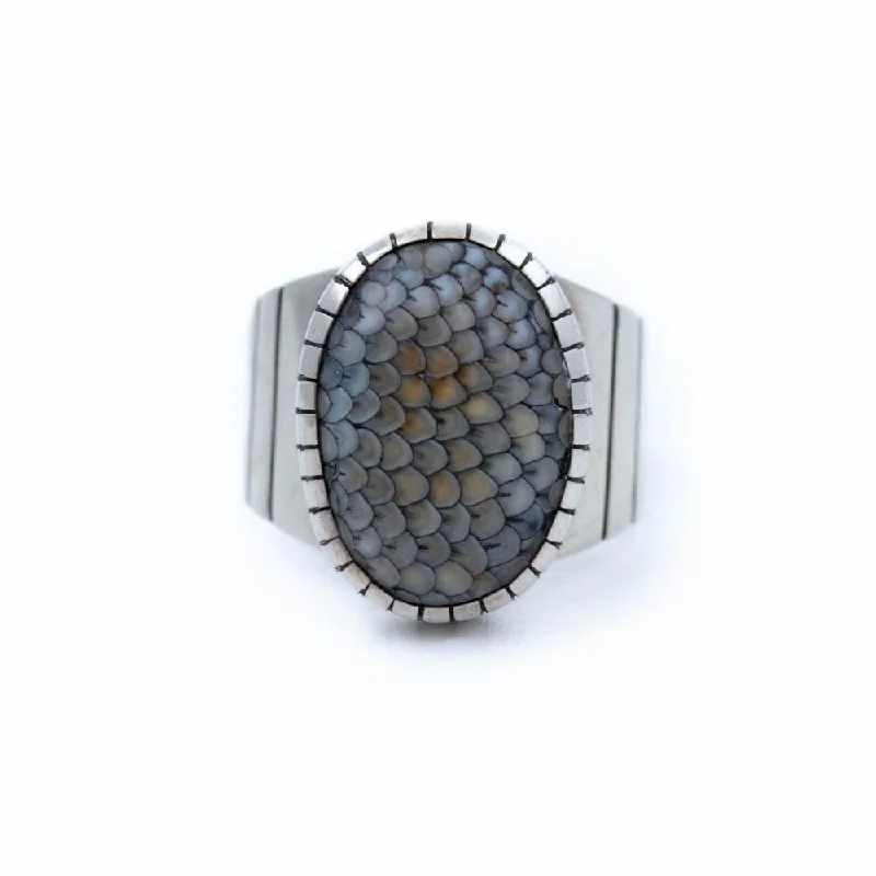 black titanium rings-Wide-Band Pinecone Ring