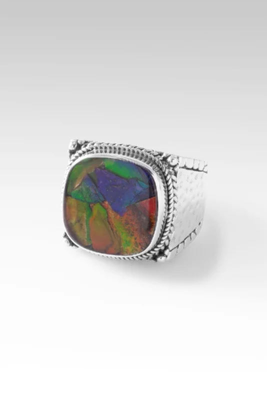 women’s engagement rings with rubies-Peaceful Heart Ring™ in Ammolite Triplet