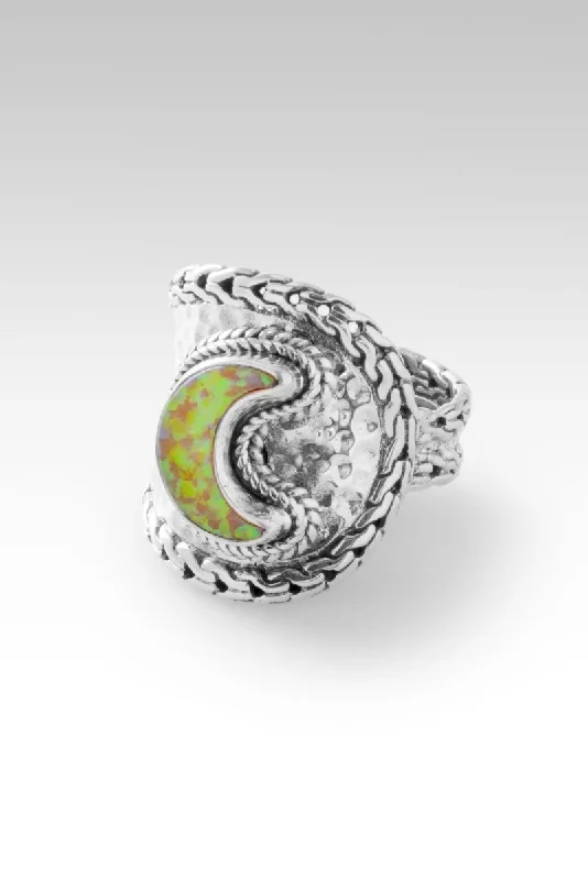 white gold wedding bands for women-Over The Moon Ring™ in Over the Moon Simulated Opal