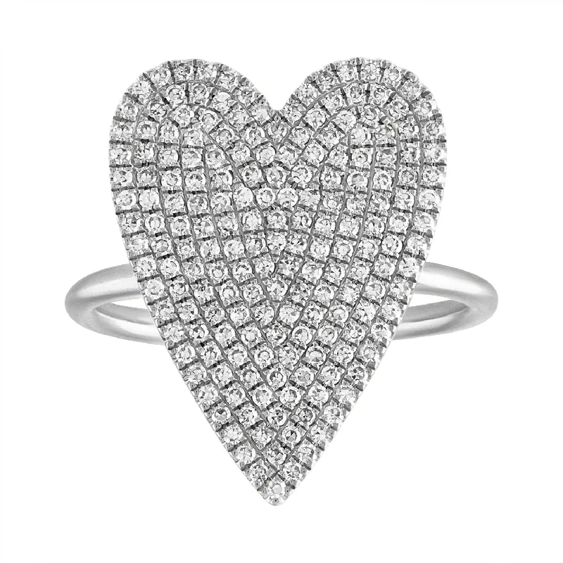 matching wedding bands for men and women-Pave Jumbo Heart Ring