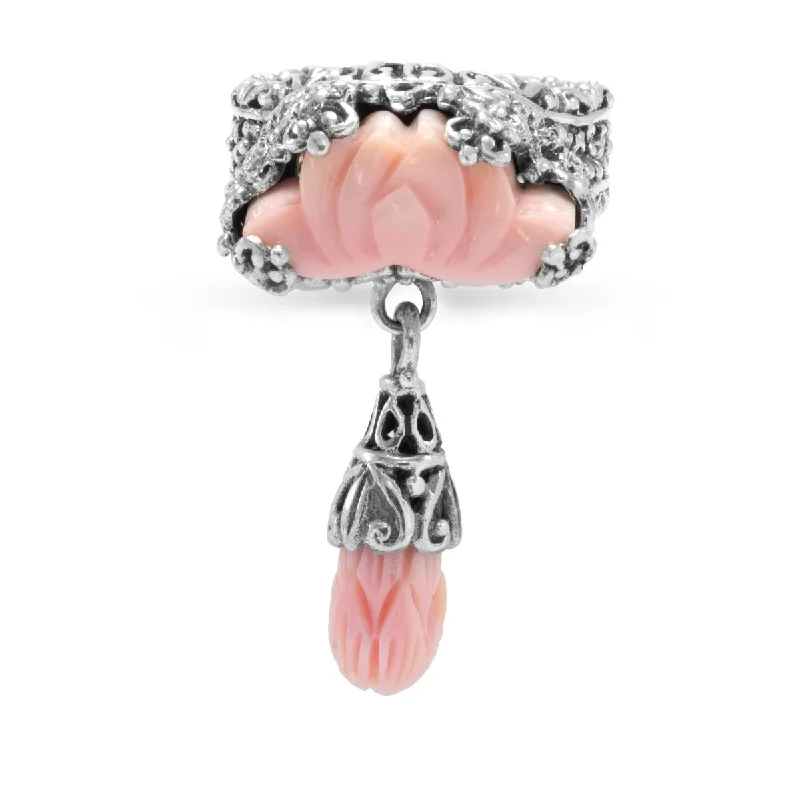 engagement rings for women-PINK CONCH SHELL LOTUS FLOWER RING™