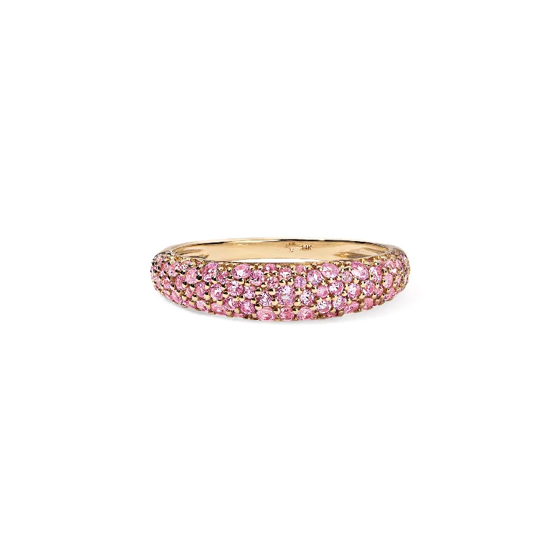 custom diamond wedding bands-Pink Sapphire Pave Stack Ring