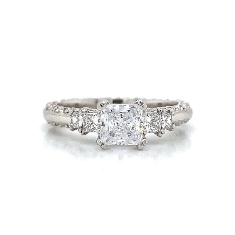 luxury men’s rings-Tacori Five Stone Princess & Pave Set Engagement Ring in Platinum