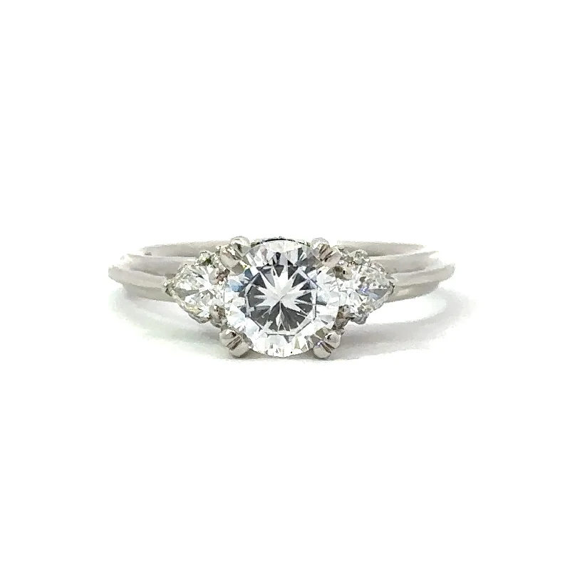 women’s platinum rings-Tacori Three Stone Pear Shaped Engagement Ring in Platinum