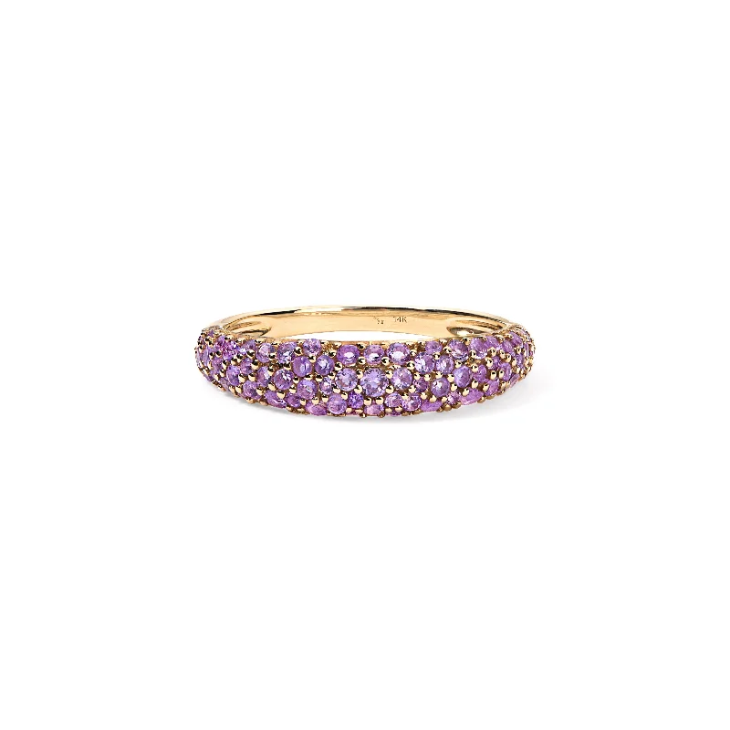 women’s engagement rings with diamonds-Purple Amethyst Pave Stack Ring