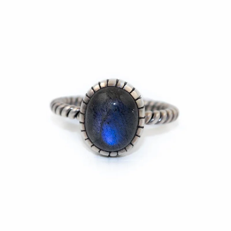 infinity rings for couples-Twist Rope Labradorite Ring