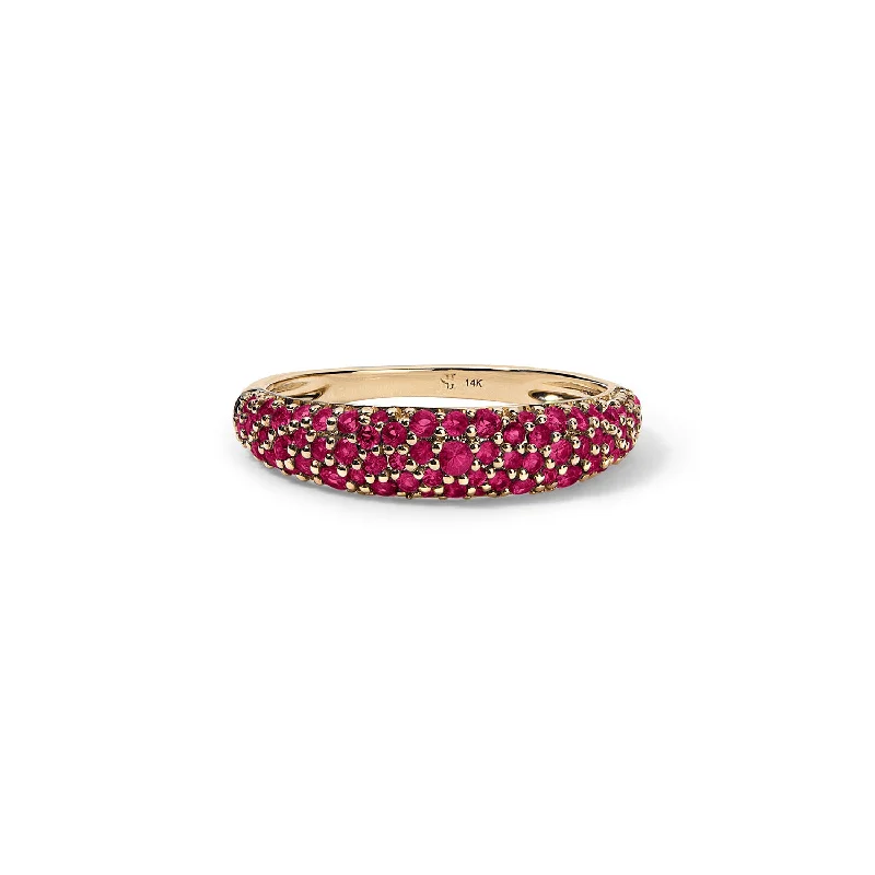 custom wedding rings with gemstones-Ruby Pave Stack Ring