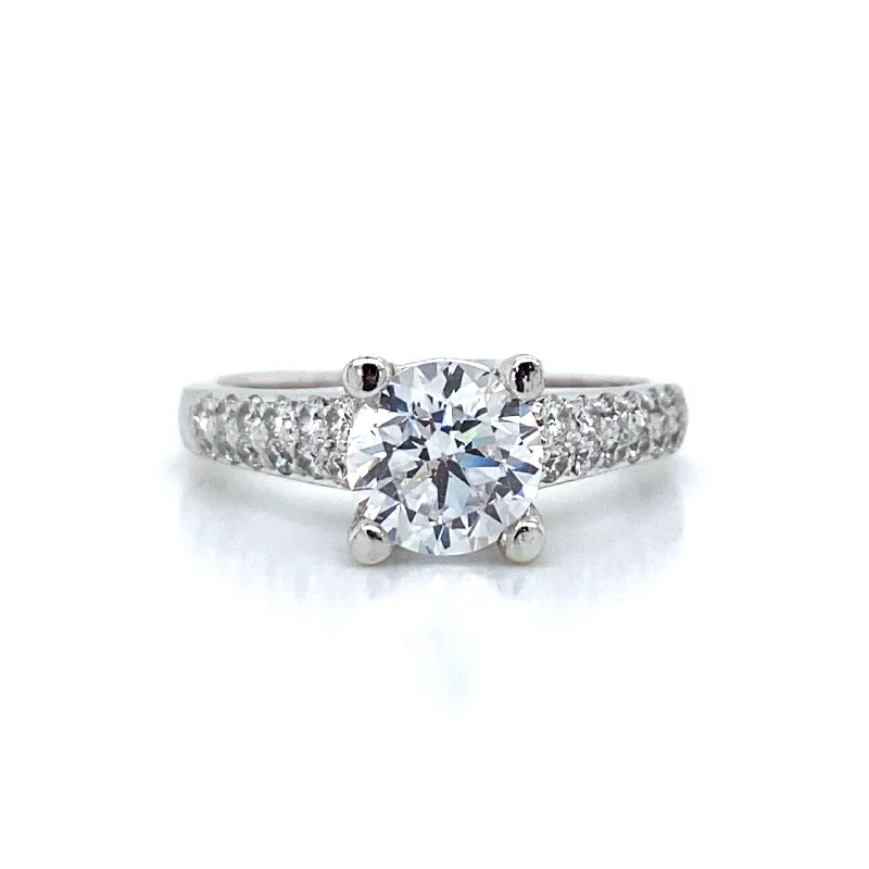 custom engagement rings for women-Side Stone Engagement Ring in 14K White Gold