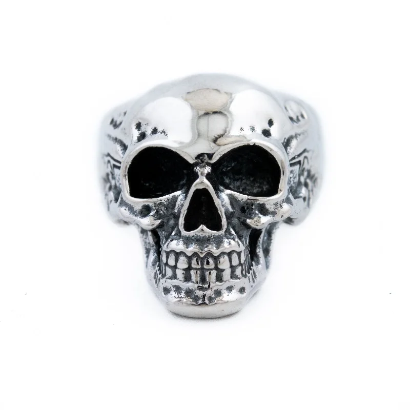 adjustable rings for women-Silver "Eddie" Skull Ring