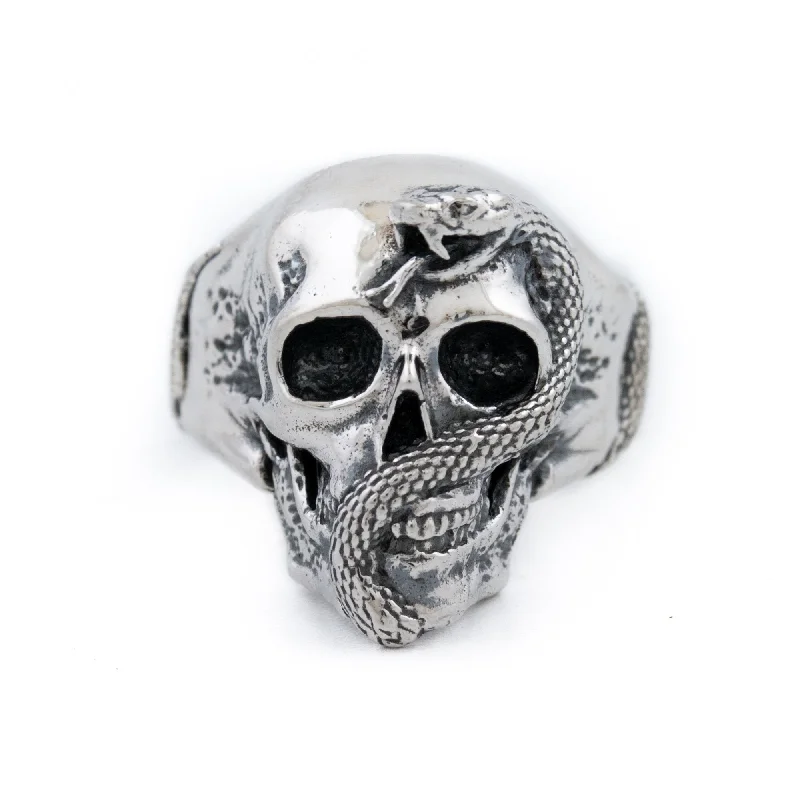 men’s rings with engravings-Silver "Jake" Skull Ring