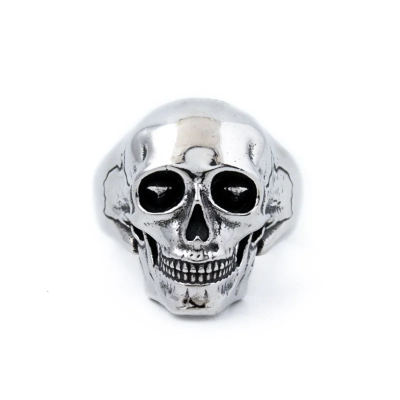 personalized engagement rings for men-Silver "Arnold" Death Skull Ring