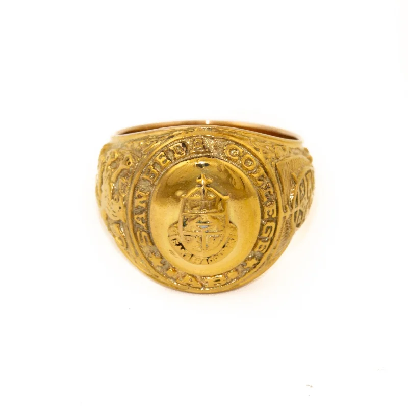 wedding rings for men with diamonds-Solid Gold "San Beda" Class Ring