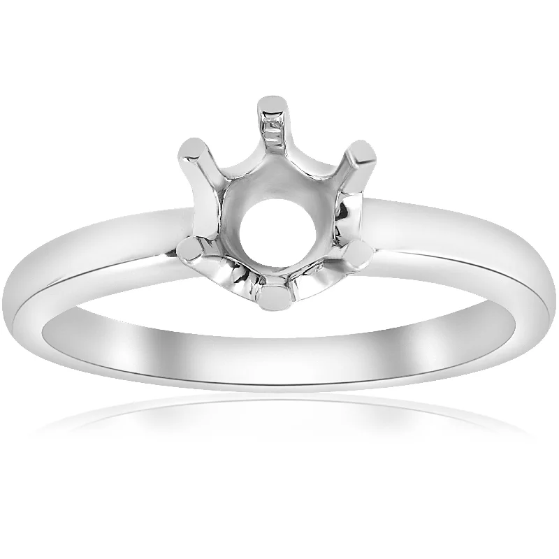 men’s wedding rings-Solitaire Solstice Style Engagement Ring Setting 14K White Gold