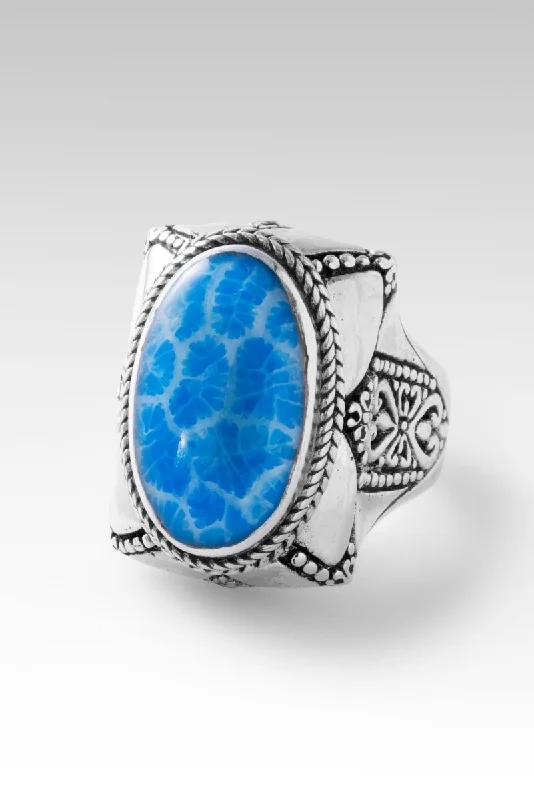 women’s wedding rings-Practice Compassion Ring™ in Powder Blue Indonesian Coral