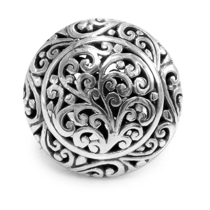 luxury rings for couples-Sterling Silver Tree Of Life Ring Medium Statement