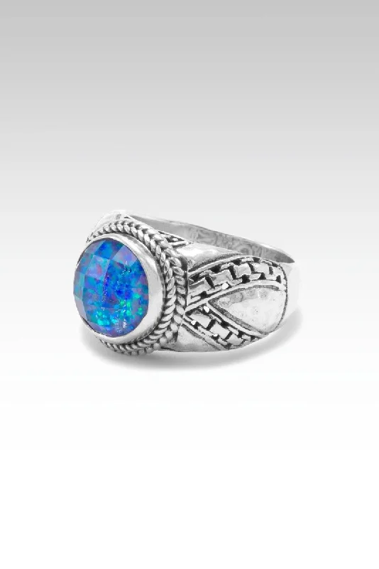 wedding rings with diamonds for men-Tranquil Spirit Ring™ in Cosmic Skies Simulated Opal & Quartz Doublet