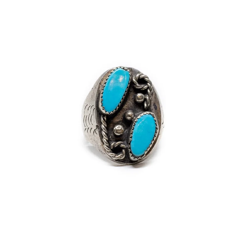 women’s rings with rubies-Twin Blue Turquoise Ring