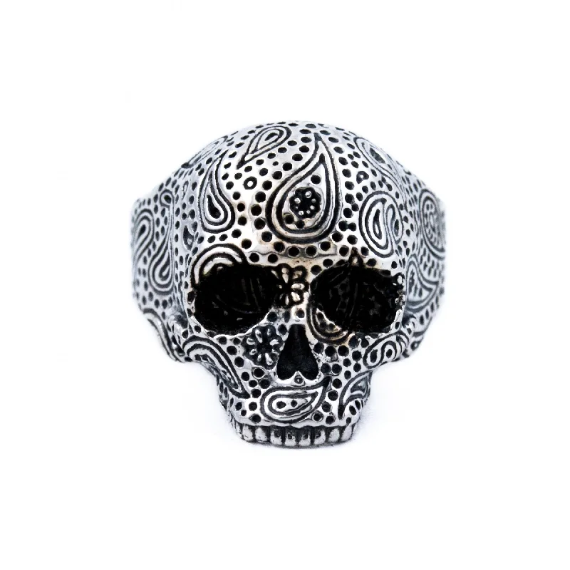 women’s rings with rubies-Silver "Lord Paisley" Skull Ring