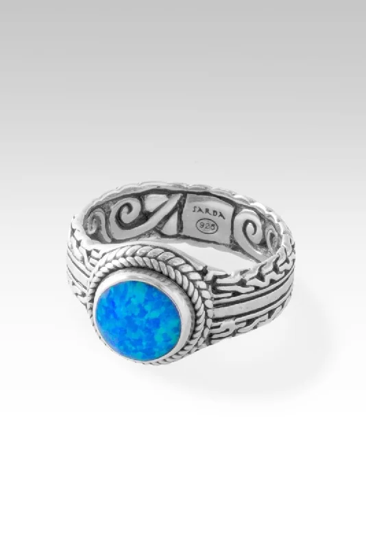 diamond wedding bands for women-Unyielding Resolve Ring™ in Bali Blue Simulated Opal