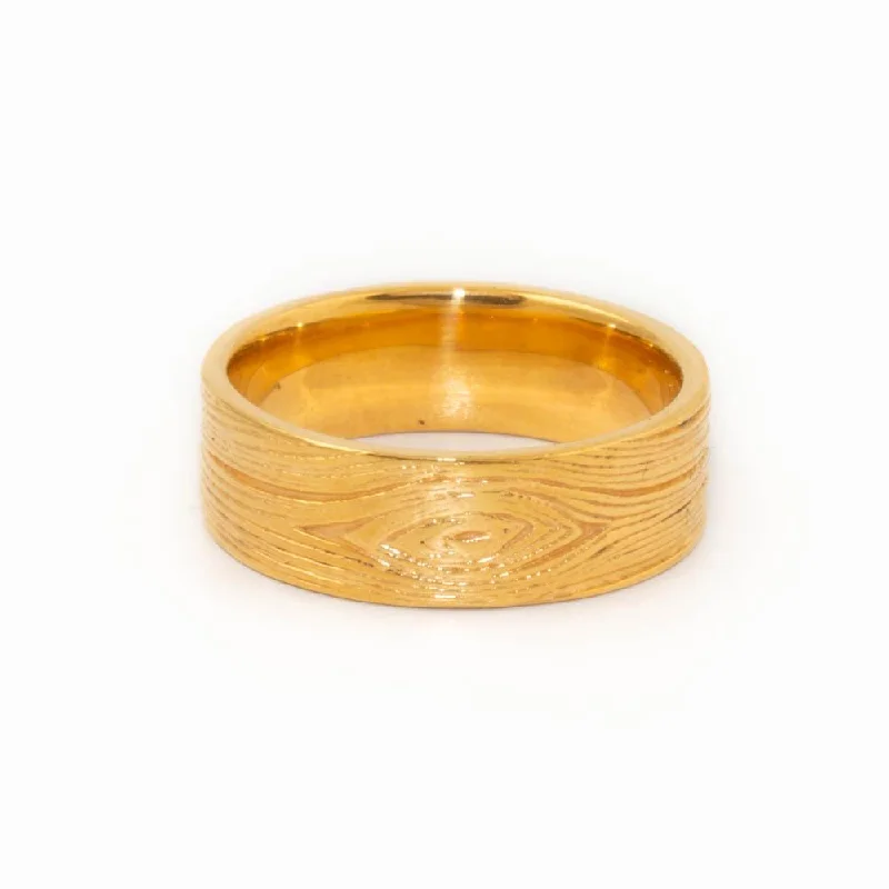 men’s diamond engagement rings-Woodgrain X Yellow Wedding Band