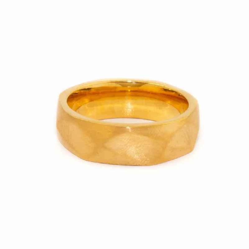 wedding rings for couples-Gold x Polygonal Cigar Band