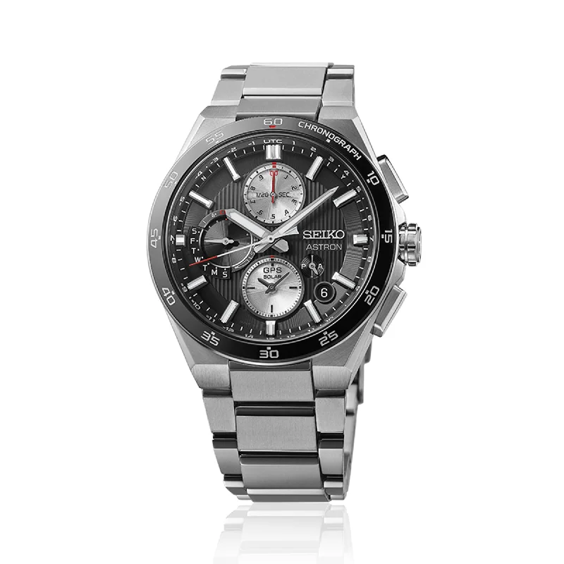 luxury watches with skeleton dial -Seiko Astron GPS Solar Dual-Time Chronograph 5X83 43.30mm Watch SSH151J