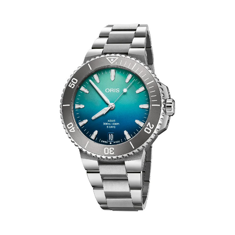 best smartwatches for Apple users -Oris 'Great Barrier Reef Limited Edition IV' Aquis 43.50mm Cal.400 Automatic Watch 400 7790 4185-SET