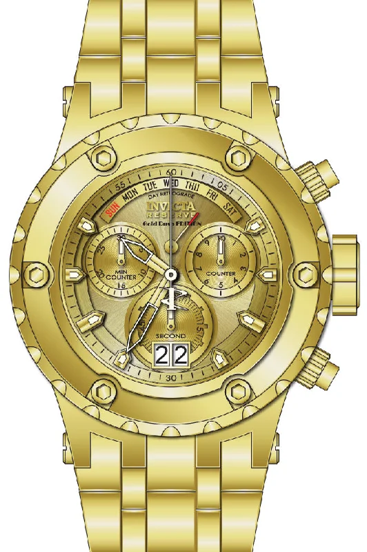 men's watches with leather straps and gold accents -Band For Invicta Reserve Specialty Subaqua Men 48607